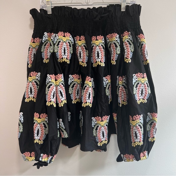 Caroline Constas Lou Embroidered Eyelet Paisley Off Shoulder Top Boho Black, M - Picture 4 of 14